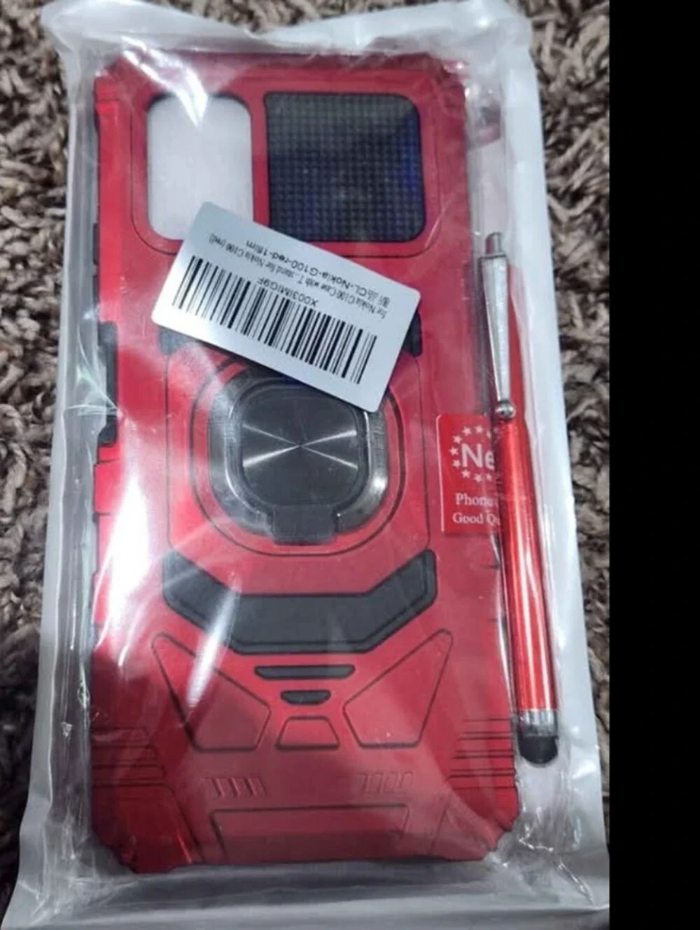 Nokia G100 Red Rugged Phone Case with Ring Stand and Stylus